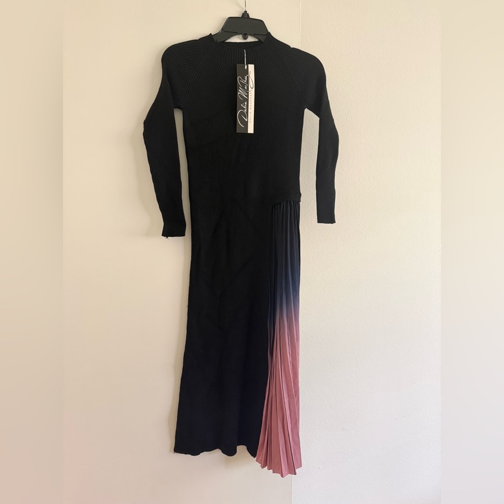 NWT Dalia MacPhee Pleated Ombre Skirt Sweater Midi Dress S - Picture 5 of 9